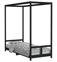 Kinderbett Schwarz 80x200 cm Massivholz Kiefer