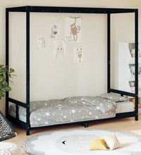 Kinderbett Schwarz 80x200 cm Massivholz Kiefer