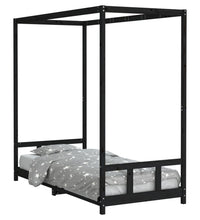 Kinderbett Schwarz 90x200 cm Massivholz Kiefer