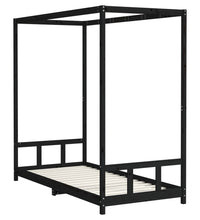 Kinderbett Schwarz 90x200 cm Massivholz Kiefer