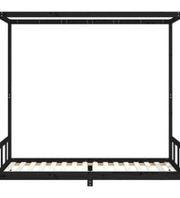 Kinderbett Schwarz 90x200 cm Massivholz Kiefer