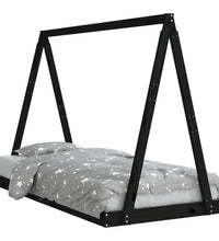 Kinderbett Schwarz 90x190 cm Massivholz Kiefer