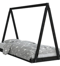 Kinderbett Schwarz 80x200 cm Massivholz Kiefer
