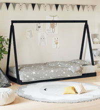 Kinderbett Schwarz 80x200 cm Massivholz Kiefer