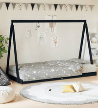 Kinderbett Schwarz 90x200 cm Massivholz Kiefer
