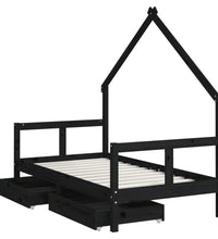 Kinderbett mit Schubladen Schwarz 80x160 cm Massivholz Kiefer