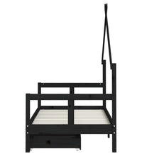 Kinderbett mit Schubladen Schwarz 80x160 cm Massivholz Kiefer