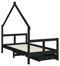 Kinderbett mit Schubladen Schwarz 80x160 cm Massivholz Kiefer