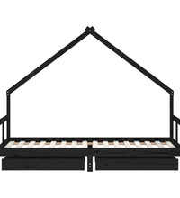 Kinderbett mit Schubladen Schwarz 80x200 cm Massivholz Kiefer