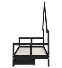 Kinderbett mit Schubladen Schwarz 80x200 cm Massivholz Kiefer