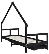 Kinderbett mit Schubladen Schwarz 80x200 cm Massivholz Kiefer