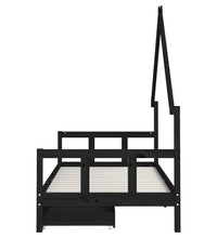Kinderbett mit Schubladen Schwarz 90x200 cm Massivholz Kiefer