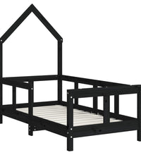 Kinderbett Schwarz 70x140 cm Massivholz Kiefer