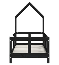 Kinderbett Schwarz 70x140 cm Massivholz Kiefer