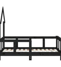 Kinderbett Schwarz 70x140 cm Massivholz Kiefer