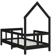 Kinderbett Schwarz 70x140 cm Massivholz Kiefer