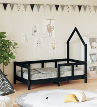 Kinderbett Schwarz 70x140 cm Massivholz Kiefer