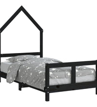 Kinderbett Schwarz 80x160 cm Massivholz Kiefer