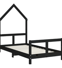 Kinderbett Schwarz 80x160 cm Massivholz Kiefer