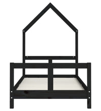 Kinderbett Schwarz 80x160 cm Massivholz Kiefer