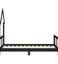 Kinderbett Schwarz 80x160 cm Massivholz Kiefer