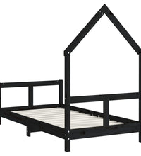 Kinderbett Schwarz 80x160 cm Massivholz Kiefer
