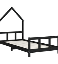 Kinderbett Schwarz 90x190 cm Massivholz Kiefer