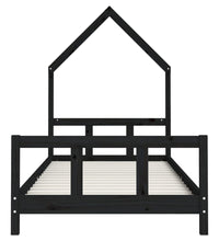 Kinderbett Schwarz 90x190 cm Massivholz Kiefer