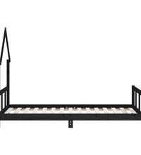 Kinderbett Schwarz 90x190 cm Massivholz Kiefer