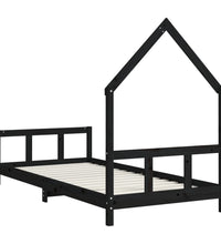 Kinderbett Schwarz 90x190 cm Massivholz Kiefer