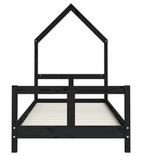 Kinderbett Schwarz 80x200 cm Massivholz Kiefer