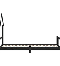 Kinderbett Schwarz 80x200 cm Massivholz Kiefer