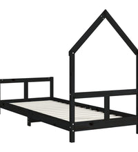 Kinderbett Schwarz 80x200 cm Massivholz Kiefer