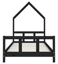 Kinderbett Schwarz 90x200 cm Massivholz Kiefer