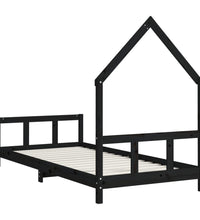 Kinderbett Schwarz 90x200 cm Massivholz Kiefer
