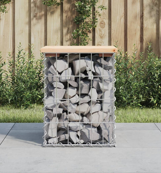 Gartenbank aus Gabionen 33x31x42 cm Massivholz Kiefer