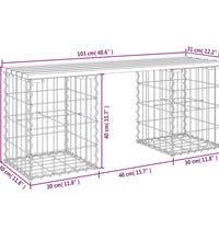 Gartenbank aus Gabionen 103x31x42 cm Massivholz Kiefer