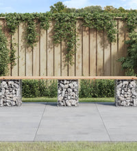 Gartenbank aus Gabionen 203x31x42 cm Massivholz Kiefer