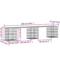 Gartenbank aus Gabionen 203x31x42 cm Massivholz Douglasie