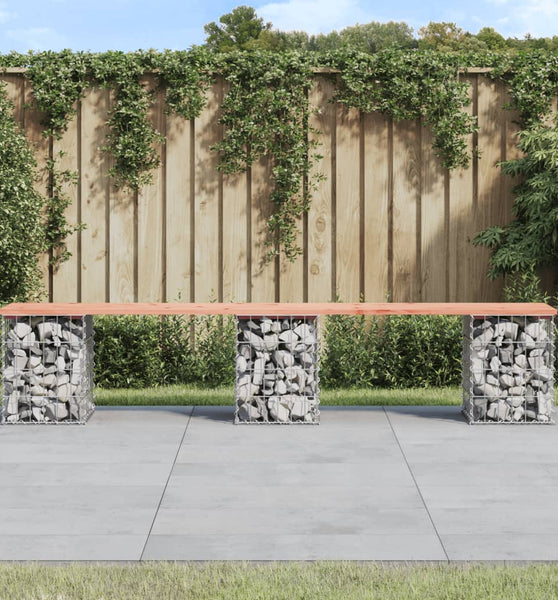 Gartenbank aus Gabionen 203x31x42 cm Massivholz Douglasie