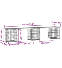 Gartenbank aus Gabionen 203x31x42 cm Kiefernholz Imprägniert
