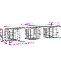 Gartenbank aus Gabionen 203x44x42 cm Massivholz Kiefer