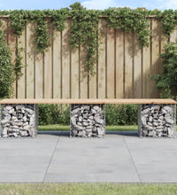 Gartenbank aus Gabionen 203x44x42 cm Massivholz Kiefer