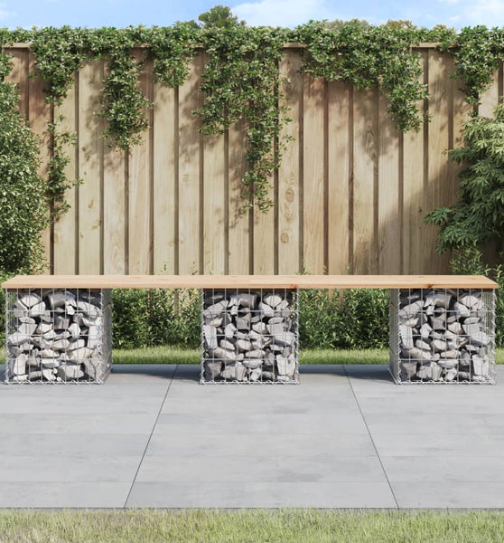 Gartenbank aus Gabionen 203x44x42 cm Massivholz Kiefer