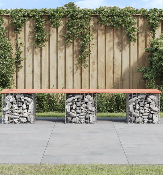 Gartenbank aus Gabionen 203x44x42 cm Massivholz Douglasie