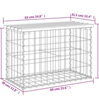 Gartenbank aus Gabionen 63x31,5x42 cm Massivholz Kiefer