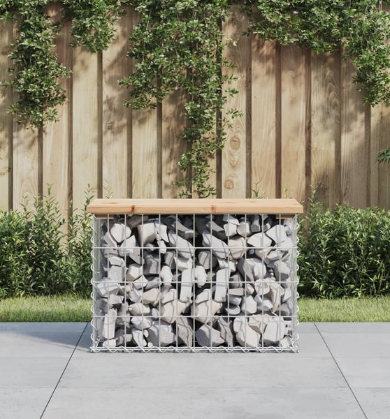 Gartenbank aus Gabionen 63x31,5x42 cm Massivholz Kiefer