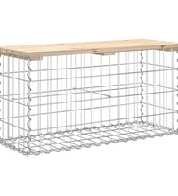 Gartenbank aus Gabionen 83x31,5x42 cm Massivholz Kiefer