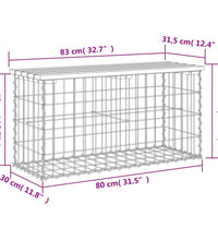 Gartenbank aus Gabionen 83x31,5x42 cm Massivholz Kiefer