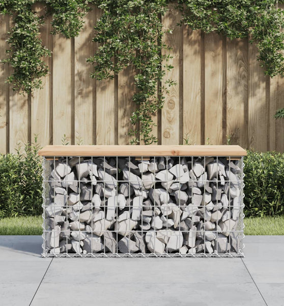 Gartenbank aus Gabionen 83x31,5x42 cm Massivholz Kiefer